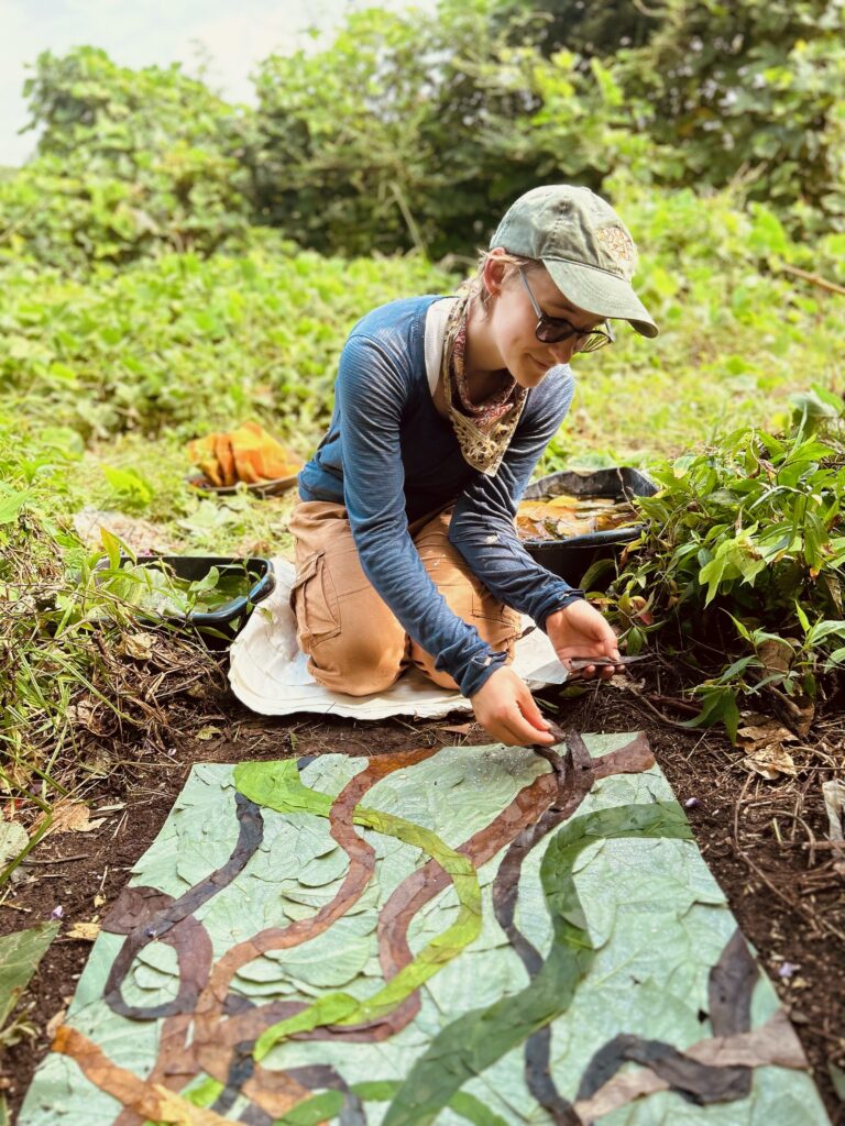 Lauren Farkas working on an art piece